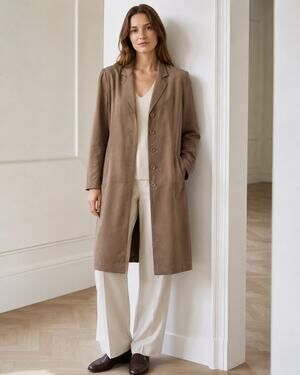 Vintage Bobbie Bee Taupe Longline Jacket Minimalist Academia Women’s 8